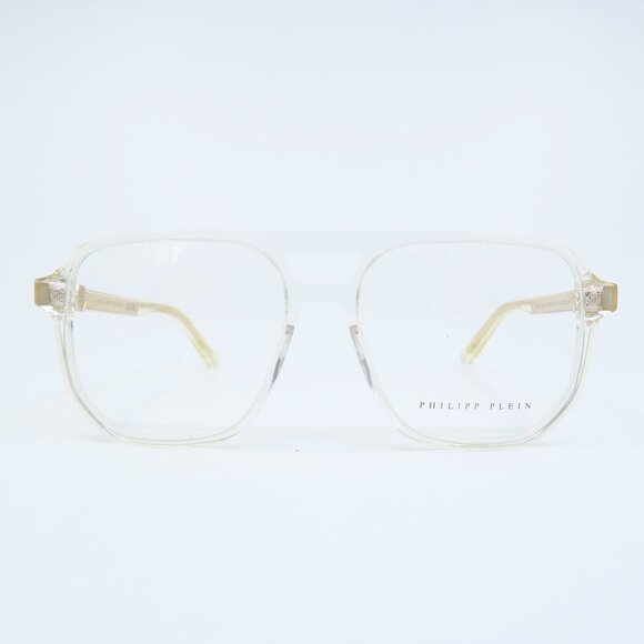 Philipp Plein STUD VPP084 Col. O75G Clear Pilot New Unisex Eyeglasses Frames.